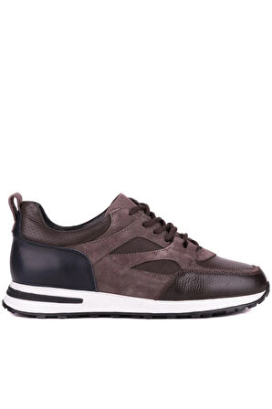 Shoetyle - Kahverengi Hakiki Deri Bağcıklı Erkek Sneaker 115-K511