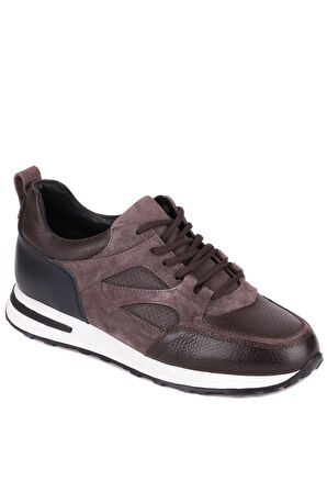 Shoetyle - Kahverengi Hakiki Deri Bağcıklı Erkek Sneaker 115-K511