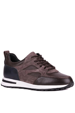 Shoetyle - Kahverengi Hakiki Deri Bağcıklı Erkek Sneaker 115-K511