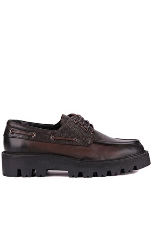 Shoetyle - Kahverengi Hakiki Deri Bağcıklı Erkek Günlük Ayakkabı 115-K512