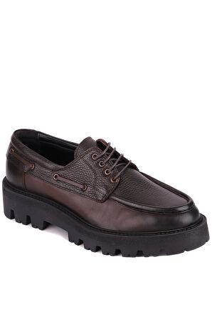 Shoetyle - Kahverengi Hakiki Deri Bağcıklı Erkek Günlük Ayakkabı 115-K512