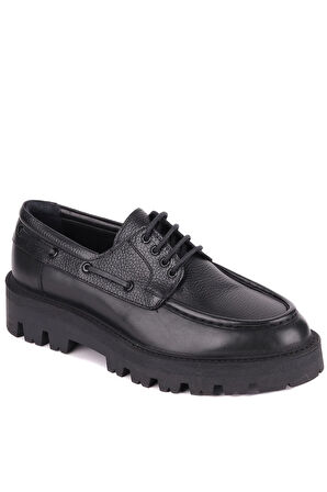 Shoetyle - Siyah Hakiki Deri Bağcıklı Erkek Günlük Ayakkabı 115-K512