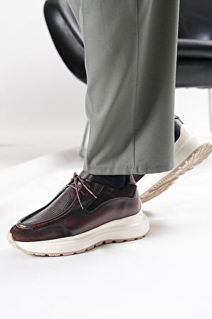 Shoetyle - Kahverengi Hakiki Deri Bağcıklı Erkek Günlük Ayakkabı 115-K525