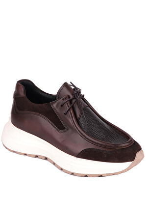 Shoetyle - Kahverengi Hakiki Deri Bağcıklı Erkek Günlük Ayakkabı 115-K525