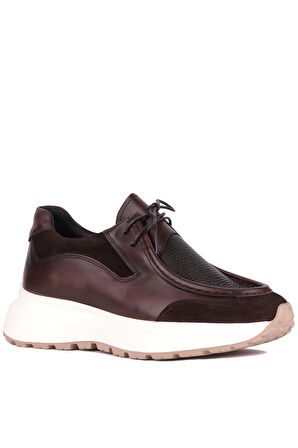 Shoetyle - Kahverengi Hakiki Deri Bağcıklı Erkek Günlük Ayakkabı 115-K525