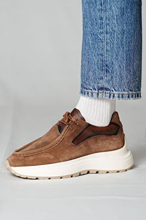Shoetyle - Vizon Hakiki Süet Bağcıklı Erkek Günlük Ayakkabı 115-K525