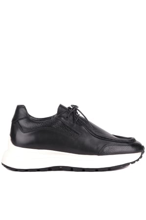 Shoetyle - Siyah Hakiki Deri Bağcıklı Erkek Günlük Ayakkabı 115-K525