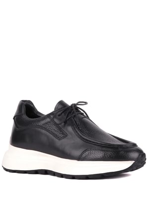 Shoetyle - Siyah Hakiki Deri Bağcıklı Erkek Günlük Ayakkabı 115-K525