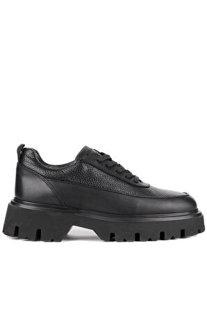 Shoetyle - Siyah Hakiki Deri Bağcıklı Erkek Günlük Ayakkabı 115-K534