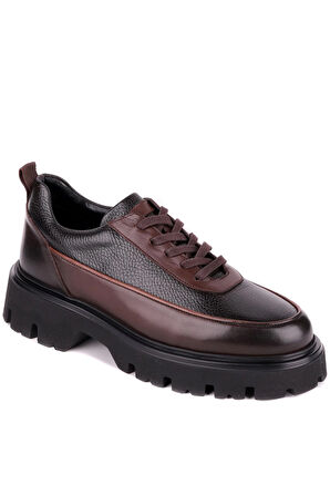 Shoetyle - Kahverengi Hakiki Deri Bağcıklı Erkek Günlük Ayakkabı 115-K534