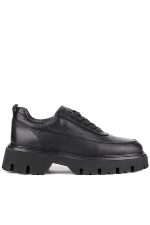 Shoetyle - Siyah Hakiki Deri Bağcıklı Erkek Günlük Ayakkabı 115-K534