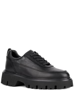 Shoetyle - Siyah Hakiki Deri Bağcıklı Erkek Günlük Ayakkabı 115-K534