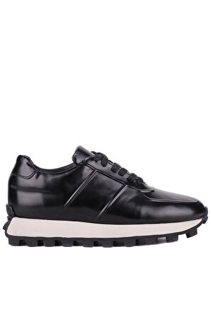 Shoetyle - Siyah Hakiki Açma Deri Bağcıklı Erkek Sneaker 115-K556