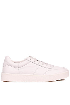 Shoetyle - Bej Renk Hakiki Deri Bağcıklı Erkek Sneaker 666-4404