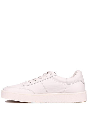 Shoetyle - Bej Renk Hakiki Deri Bağcıklı Erkek Sneaker 666-4404