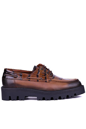 Shoetyle - Taba Hakiki Deri Bağcıklı Erkek Günlük Ayakkabı 115-K512