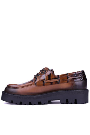 Shoetyle - Taba Hakiki Deri Bağcıklı Erkek Günlük Ayakkabı 115-K512
