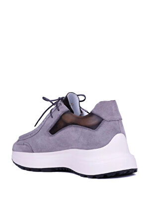Shoetyle - Gri Hakiki Süet Deri Bağcıklı Erkek Günlük Ayakkabı 115-K525