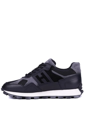 Shoetyle - Siyah Hakiki Deri Bağcıklı Erkek Sneaker 115-K586