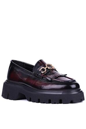 Shoetyle - Bordo Hakiki Açma Deri Püsküllü Erkek Günlük Ayakkabı 115-K594