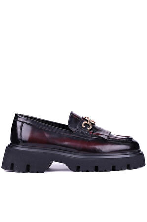 Shoetyle - Bordo Hakiki Açma Deri Püsküllü Erkek Günlük Ayakkabı 115-K594