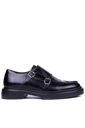 Shoetyle - Siyah Hakiki Açma Deri Tokalı Erkek Klasik Ayakkabı 115-K575