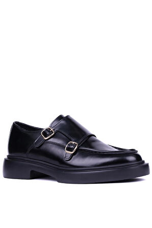 Shoetyle - Siyah Hakiki Açma Deri Tokalı Erkek Klasik Ayakkabı 115-K575