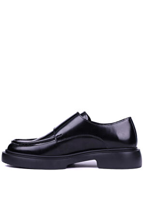 Shoetyle - Siyah Hakiki Açma Deri Tokalı Erkek Klasik Ayakkabı 115-K575