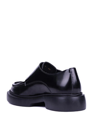 Shoetyle - Siyah Hakiki Açma Deri Tokalı Erkek Klasik Ayakkabı 115-K575