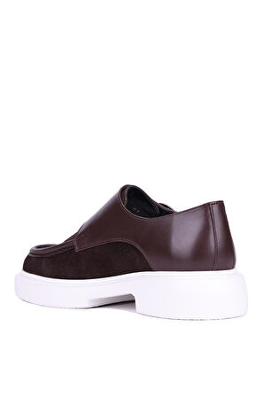 Shoetyle - Kahverengi Hakiki Süet, Deri Tokalı Erkek Klasik Ayakkabı 115-K575