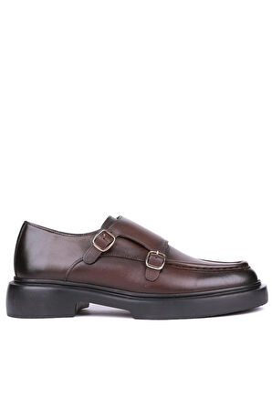 Shoetyle - Kahverengi Hakiki Deri Tokalı Erkek Klasik Ayakkabı 115-K575