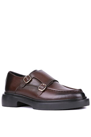Shoetyle - Kahverengi Hakiki Deri Tokalı Erkek Klasik Ayakkabı 115-K575