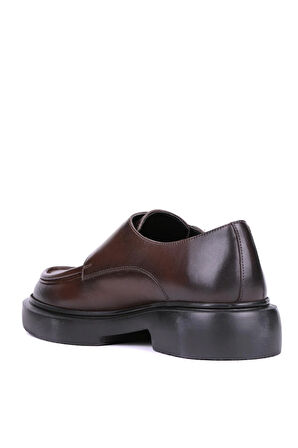 Shoetyle - Kahverengi Hakiki Deri Tokalı Erkek Klasik Ayakkabı 115-K575