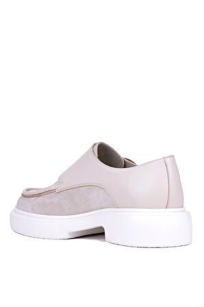 Shoetyle - Bej Hakiki Süet, Deri Tokalı Erkek Klasik Ayakkabı 115-K575