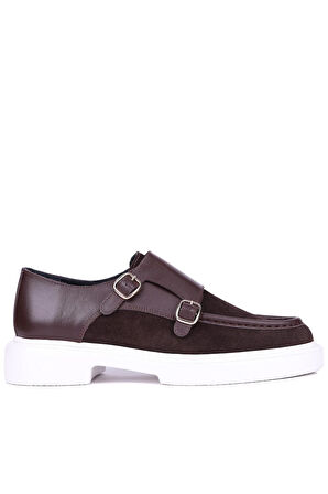 Shoetyle - Kahverengi Hakiki Süet, Deri Tokalı Erkek Klasik Ayakkabı 115-K575