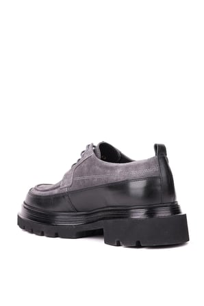 Shoetyle - Gri Hakiki Süet Bağcıklı Günlük Erkek Ayakkabı 115-K609