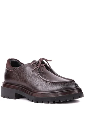 Shoetyle - Kahverengi Hakiki Deri Bağcıklı Günlük Erkek Ayakkabı 115-K600