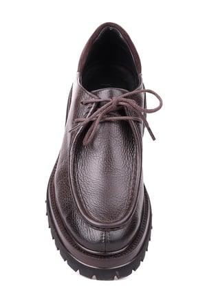 Shoetyle - Kahverengi Hakiki Deri Bağcıklı Günlük Erkek Ayakkabı 115-K600