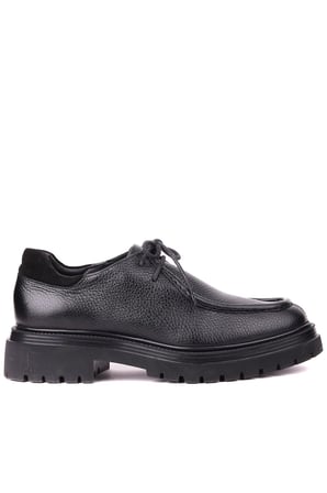 Shoetyle - Siyah Renk Hakiki Deri Bağcıklı Erkek Günlük Ayakkabı 115-K600