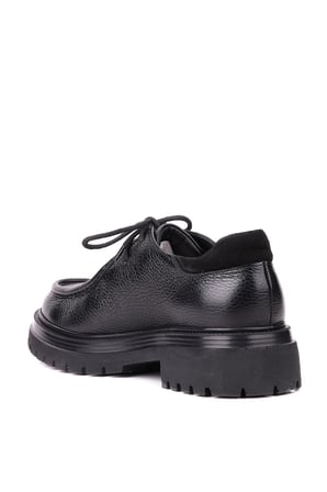 Shoetyle - Siyah Renk Hakiki Deri Bağcıklı Erkek Günlük Ayakkabı 115-K600
