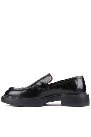 Shoetyle - Siyah Açma Deri Bağcıksız Erkek Klasik Ayakkabı 250-2375
