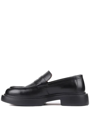Shoetyle - Siyah Deri Bağcıksız Erkek Klasik Ayakkabı 250-2375