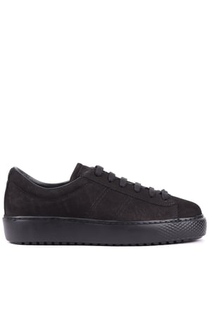 Shoetyle - Hakiki Nubuk Deri Siyah Renk Erkek Sneaker - 666-01-0346