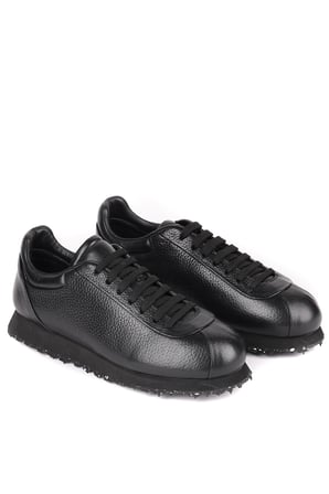 Shoetyle - Hakiki Deri Siyah Renk Günlük Erkek Sneaker - 666-10-110