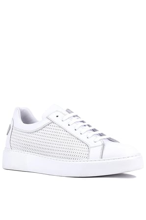 Shoetyle - Hakiki Deri Beyaz Renk Erkek Sneaker - 250-1300