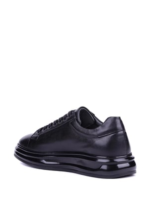 Fosco - Hakiki Deri Siyah Renk Erkek Deri Sneaker - 3240 