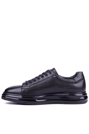 Fosco - Hakiki Deri Siyah Renk Erkek Deri Sneaker - 3240 
