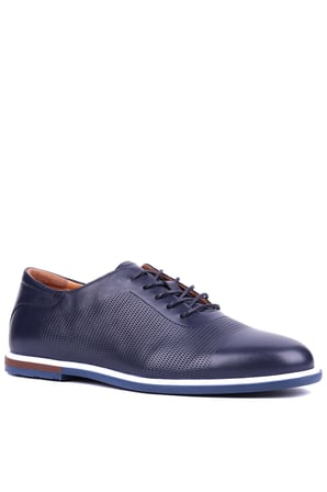 Shoetyle - Hakiki Deri Lacivert Renk Günlük Erkek Ayakkabı - 900-5089 