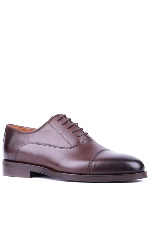 Shoetyle - Kahverengi Deri Bağcıklı Erkek Klasik Ayakkabı 250-2030
