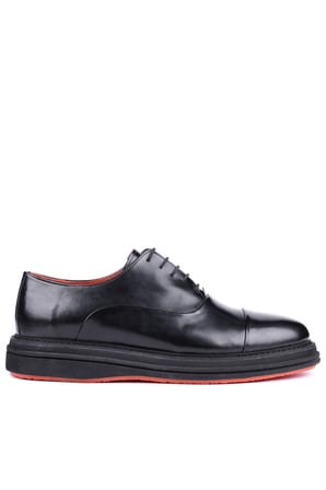 Shoetyle - Siyah Hakiki Açma Deri Bağcıklı Erkek Klasik Ayakkabı 250-2035